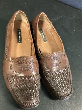 Bostonian Leather Woven Penny Loafers in Brown